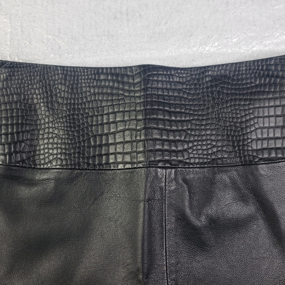 Apostrophe Croc Embossed Black Leather Skirt Womens Size 8 Lined NWT - Picture 5 of 9